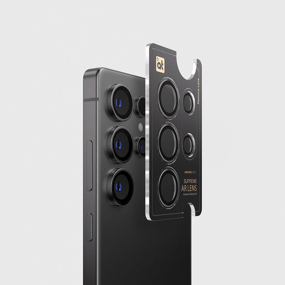 Galaxy S25 Ultra Amazingthing Anti Reflective Kamera Lens Koruyucu + Kolay Uygulama Aparatlı Siyah