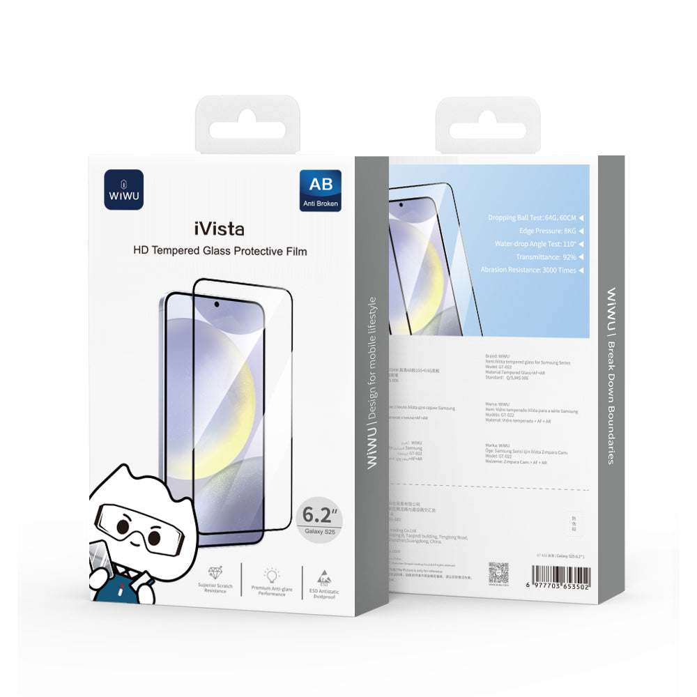 Galaxy S25 Wiwu iVista Super Hardness Ekran Koruyucu Siyah