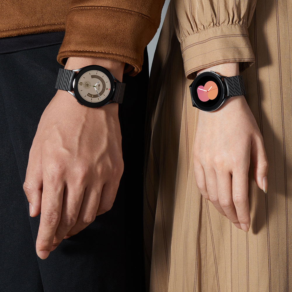 Galaxy Watch 5 40mm Karbon Fiber Pitaka Modern Serisi Black-Grey Twill Kordon Siyah-Gri