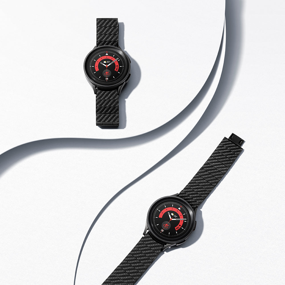 Galaxy Watch 5 44mm Karbon Fiber Pitaka Modern Serisi Black-Grey Twill Kordon Siyah-Gri