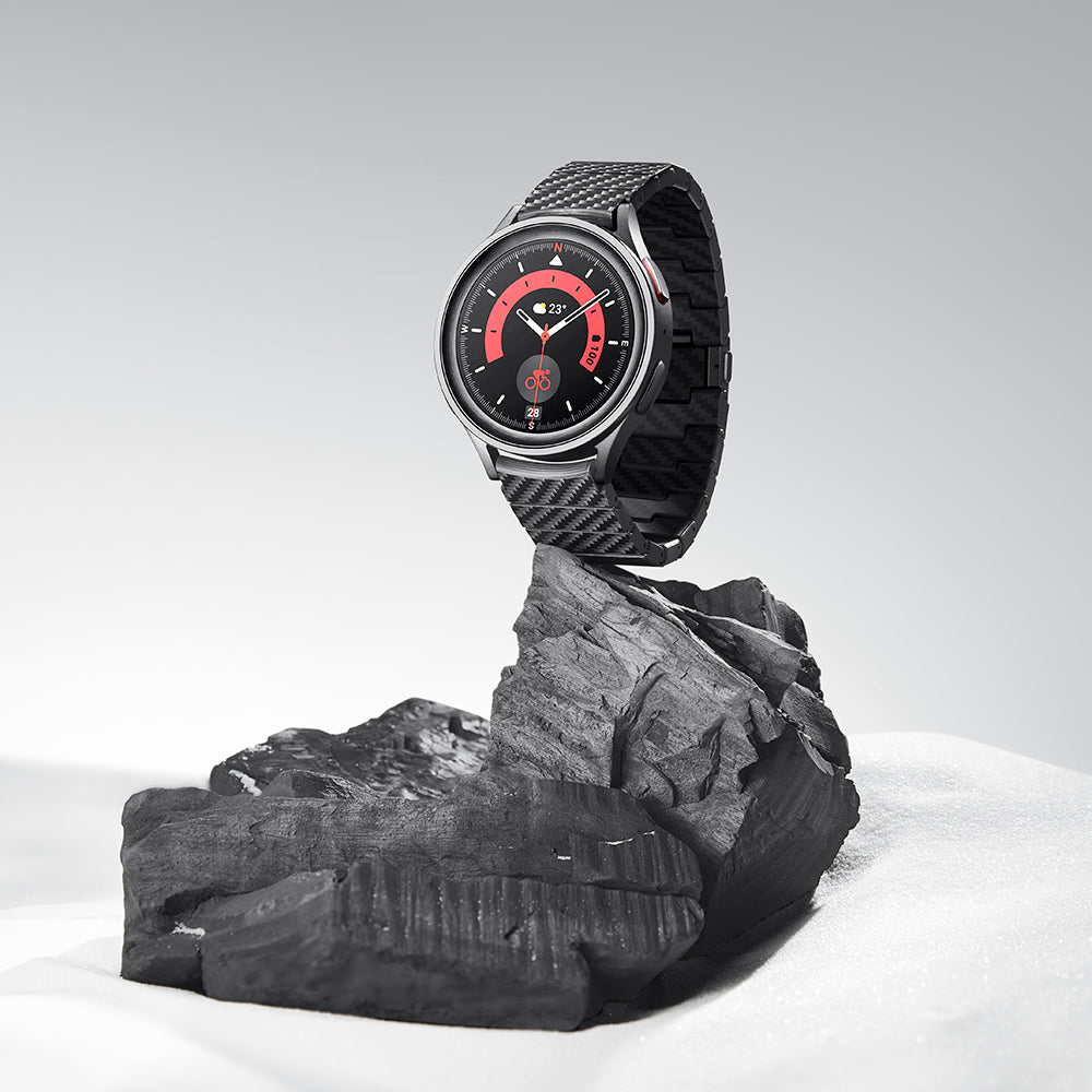 Galaxy Watch 6 40mm Karbon Fiber Pitaka Modern Serisi Black-Grey Twill Kordon Siyah-Gri