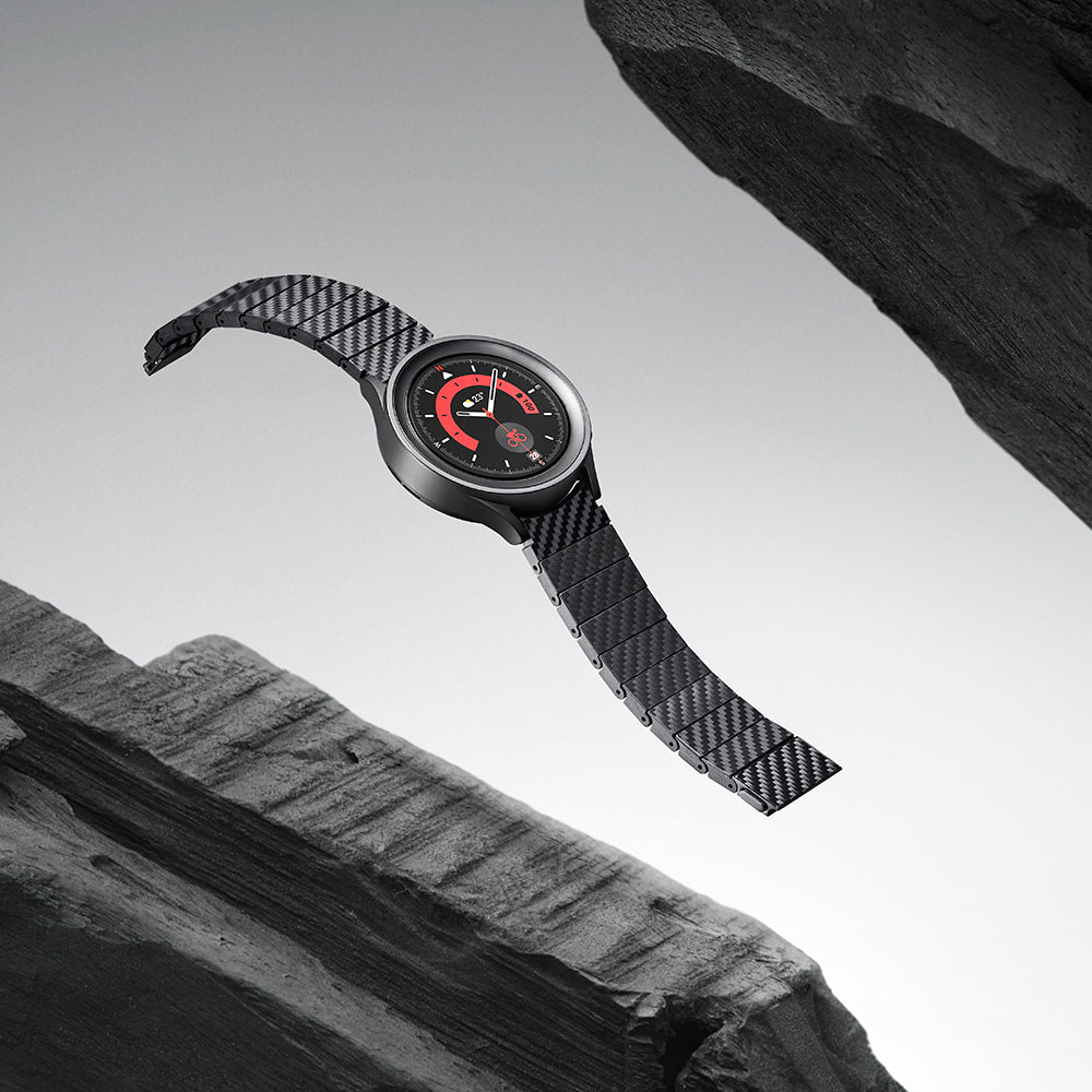 Galaxy Watch 6 40mm Karbon Fiber Pitaka Modern Serisi Black-Grey Twill Kordon Siyah-Gri