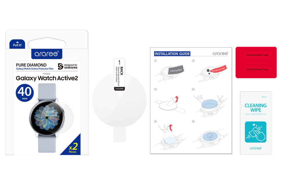 Galaxy Watch Active 2 40mm Araree Pure Diamond Pet Ekran Koruyucu Renksiz