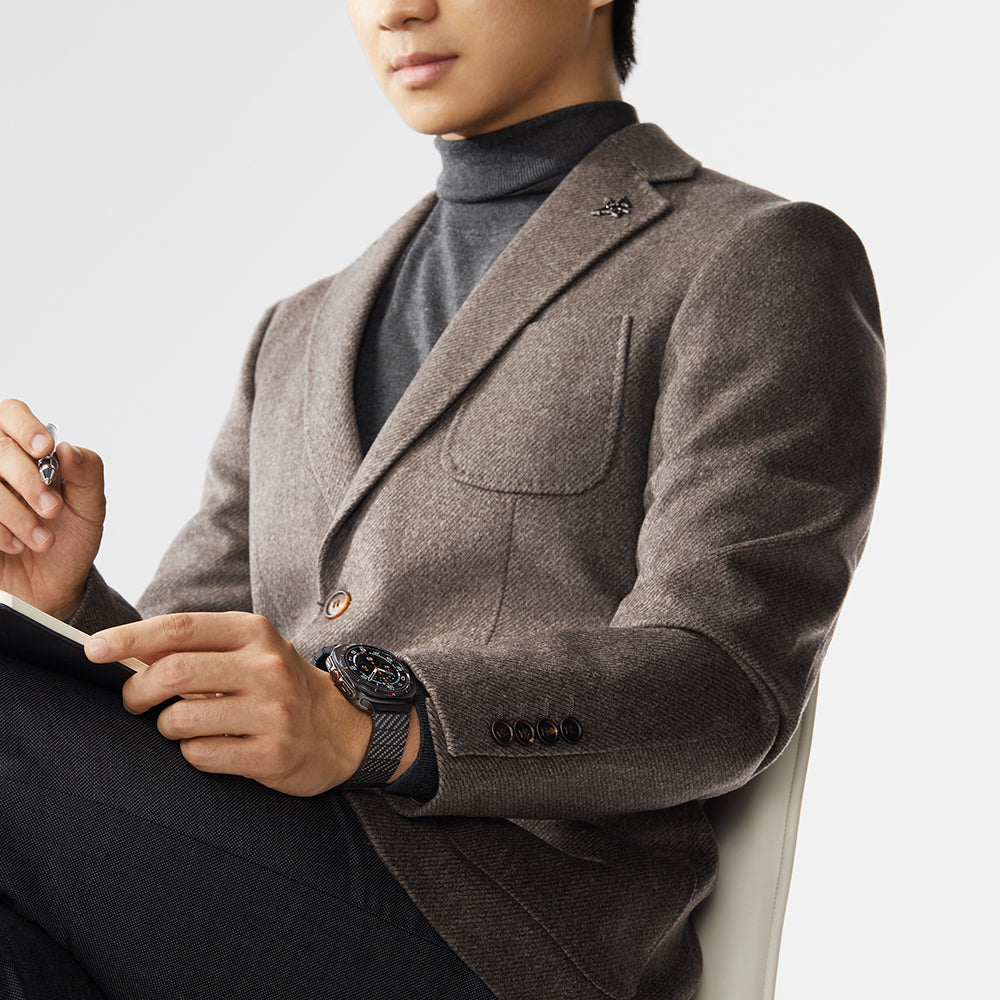 Galaxy Watch Ultra 47mm Karbon Fiber Pitaka Modern Serisi Black-Grey Twill Kordon Siyah-Gri