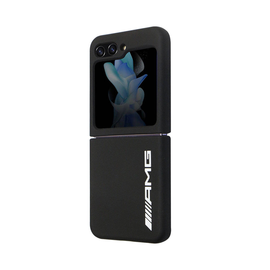Galaxy Z Flip 5 Kılıf AMG M-safe Şarj Özellikli Büyük Logo Dizayn Orjinal Lisanslı Kapak Siyah