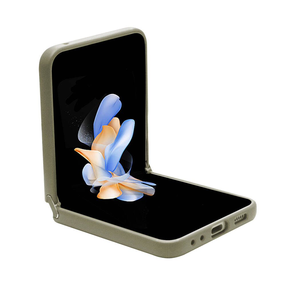 Galaxy Z Flip 5 Kılıf Guess Orjinal Lisanslı Yazı Logolu Glitter Flakes Kapak Haki