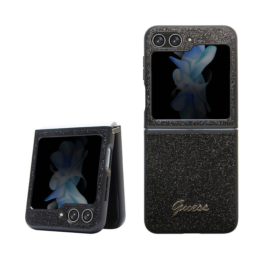Galaxy Z Flip 5 Kılıf Guess Orjinal Lisanslı Yazı Logolu Glitter Script Kapak Pembe