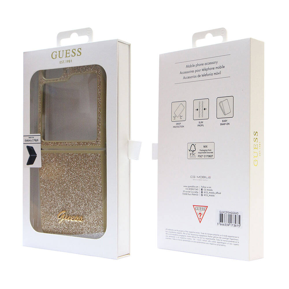 Galaxy Z Flip 5 Kılıf Guess Orjinal Lisanslı Yazı Logolu Glitter Script Kapak Pembe