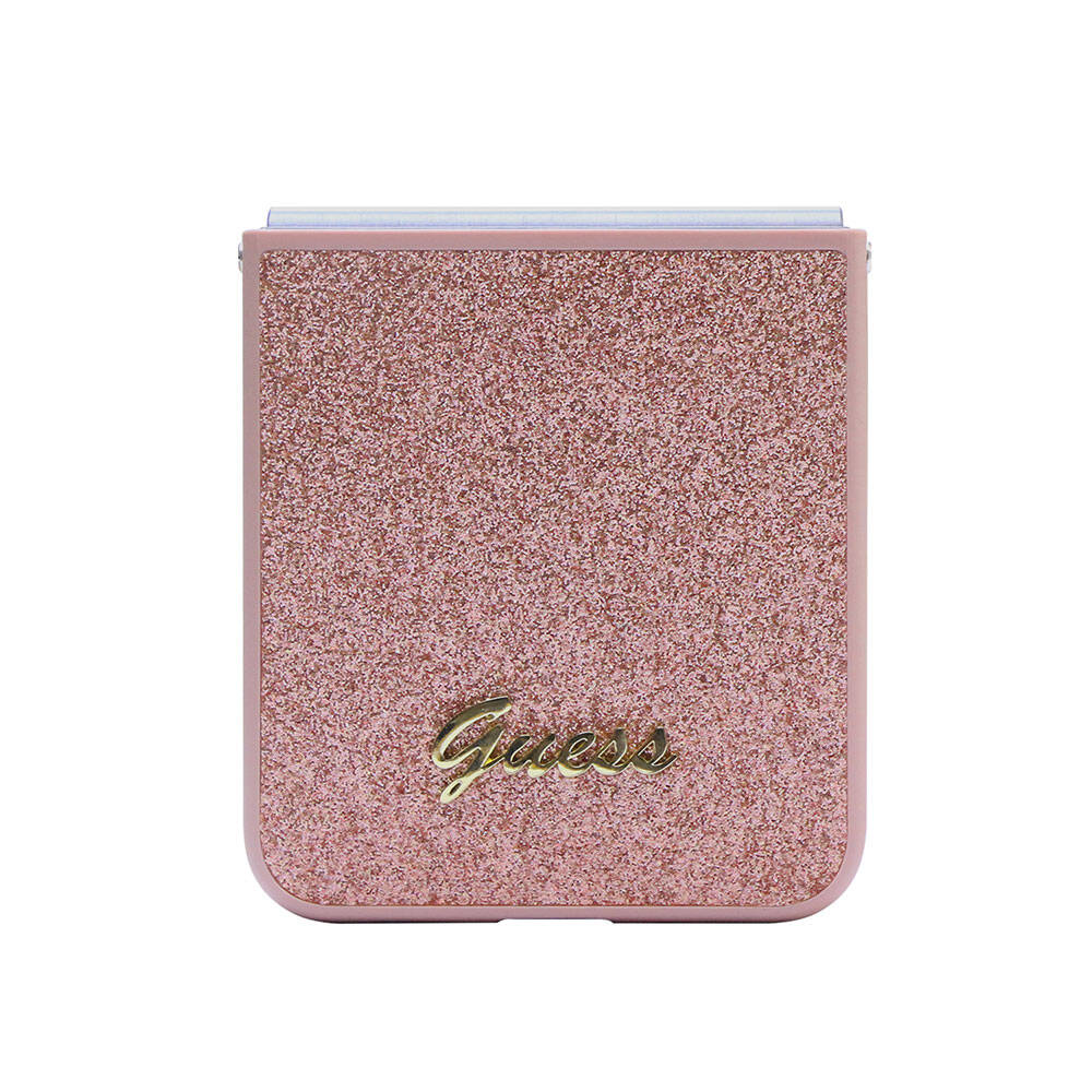 Galaxy Z Flip 5 Kılıf Guess Orjinal Lisanslı Yazı Logolu Glitter Script Kapak Siyah