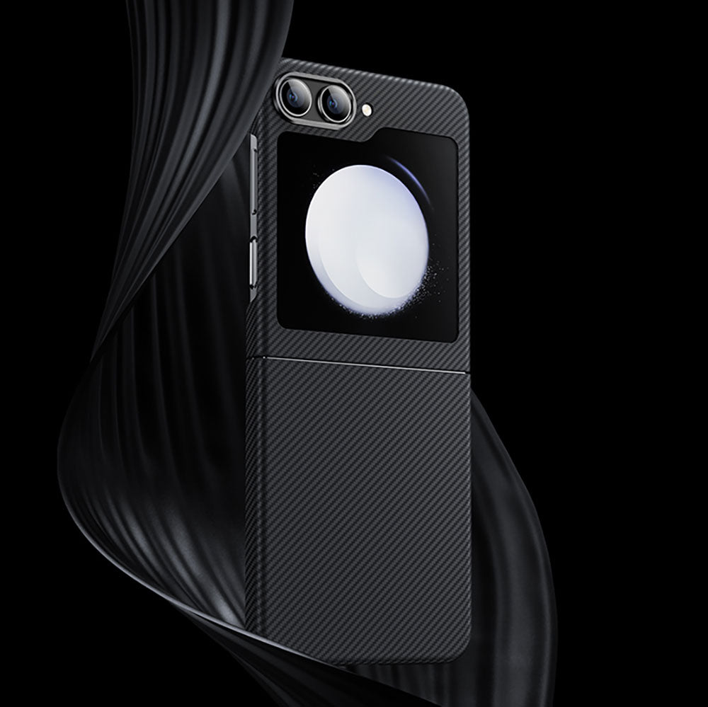 Galaxy Z Flip 5 Kılıf Karbon Fiber Benks Essential ArmorAir 600D Kevlar Kapak Siyah