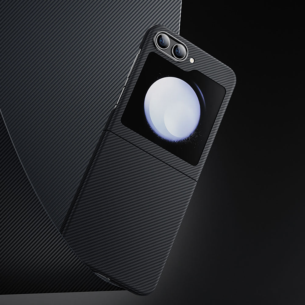 Galaxy Z Flip 5 Kılıf Karbon Fiber Benks Essential ArmorAir 600D Kevlar Kapak Siyah