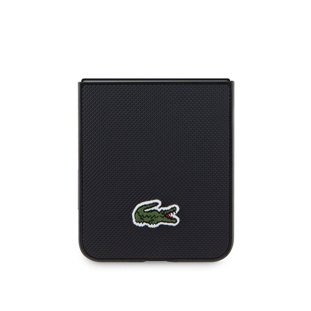 Galaxy Z Flip 5 Kılıf Lacoste Orjinal Lisanslı PU Pike Desenli Arka Yüzey İkonik Timsah Dokuma Logolu Kapak Kırmızı