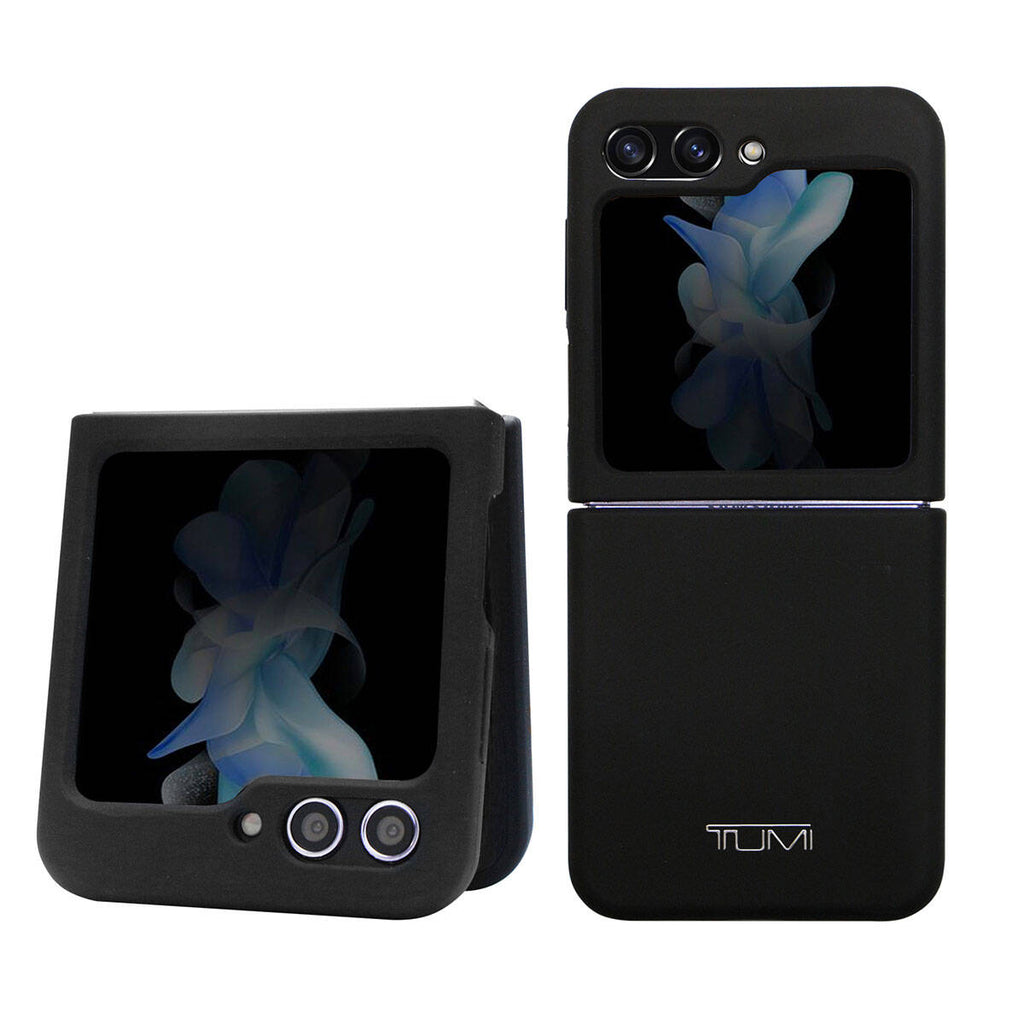 Galaxy Z Flip 5 Kılıf TUMI Liquid Silikon Metal Logo Dizayn Orjinal Lisanslı Kapak Siyah