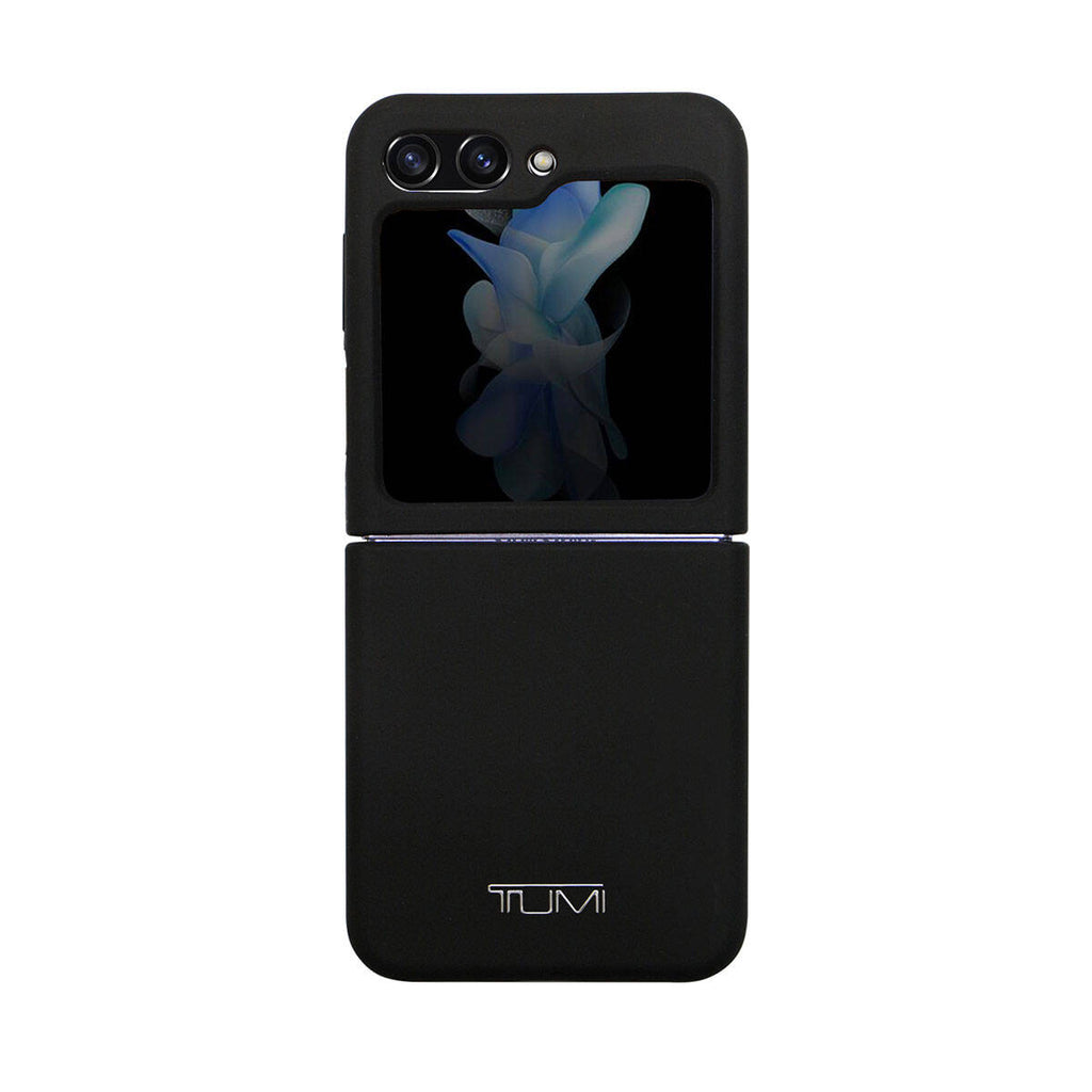 Galaxy Z Flip 5 Kılıf TUMI Liquid Silikon Metal Logo Dizayn Orjinal Lisanslı Kapak Siyah