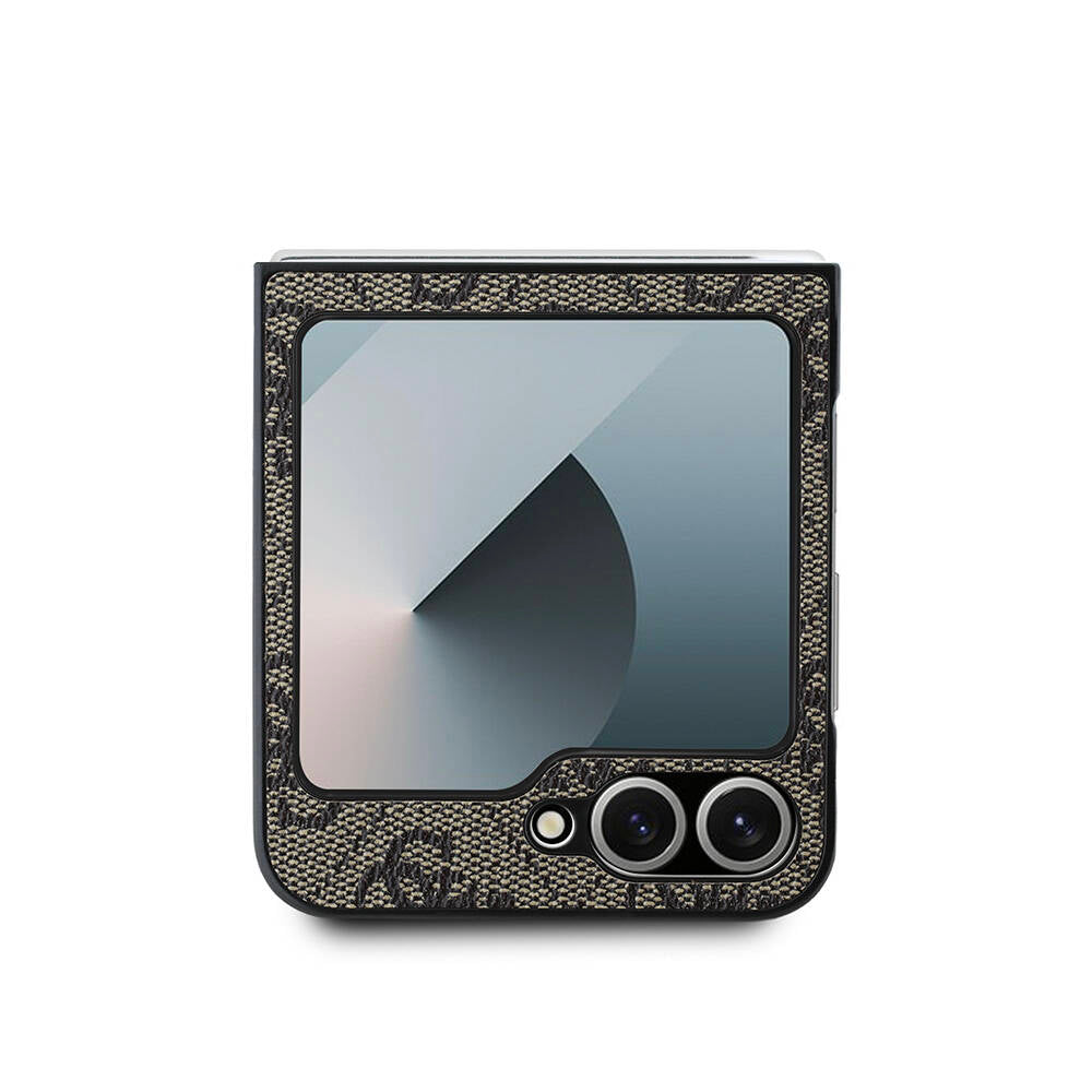 Galaxy Z Flip 6 Kılıf Guess Orjinal Lisanslı Leather Metal Logo Kapak Pembe