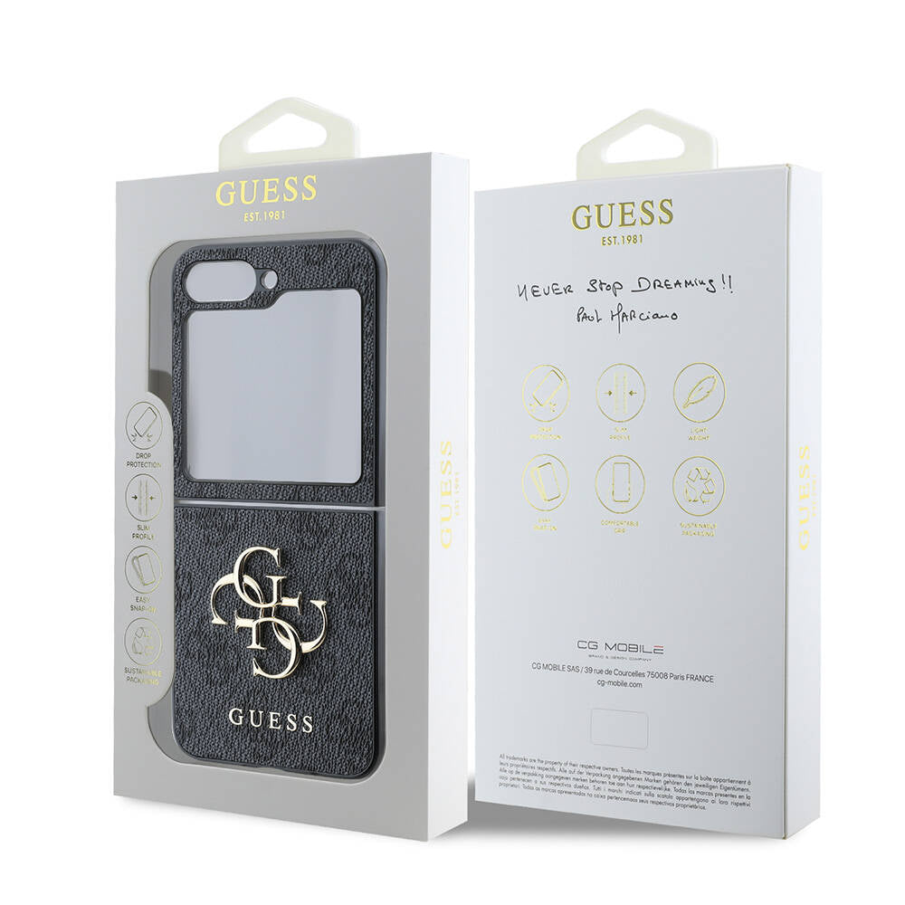 Galaxy Z Flip 6 Kılıf Guess Orjinal Lisanslı Leather Metal Logo Kapak Pembe