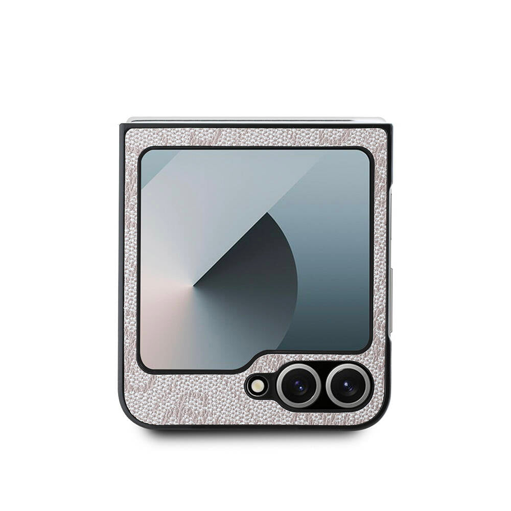 Galaxy Z Flip 6 Kılıf Guess Orjinal Lisanslı Leather Metal Logo Kapak Siyah