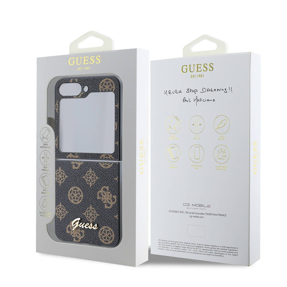 Galaxy Z Flip 6 Kılıf Guess Orjinal Lisanslı Peony Script Kapak Siyah