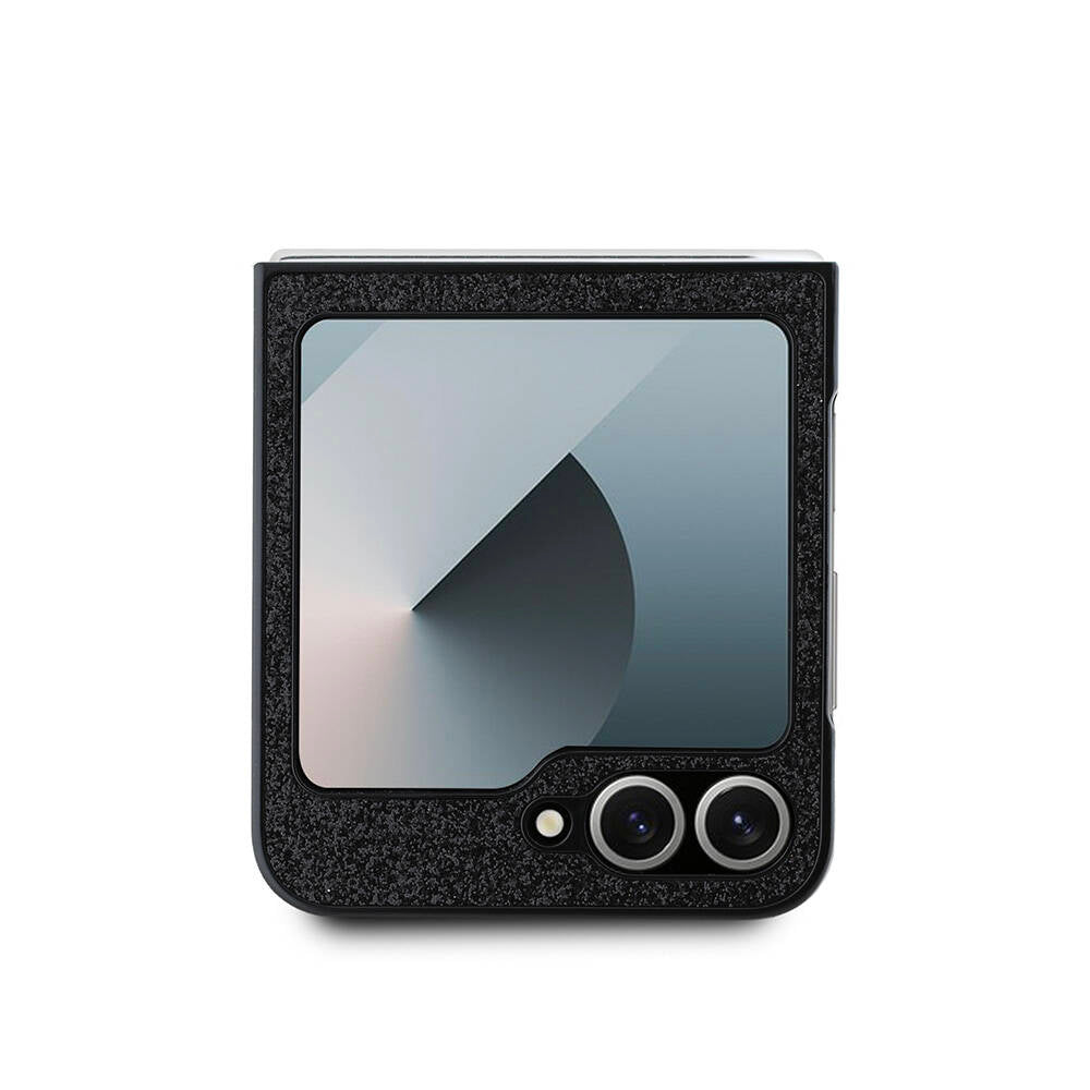 Galaxy Z Flip 6 Kılıf Guess Orjinal Lisanslı Yazı Logolu Glitter Script Kapak Siyah