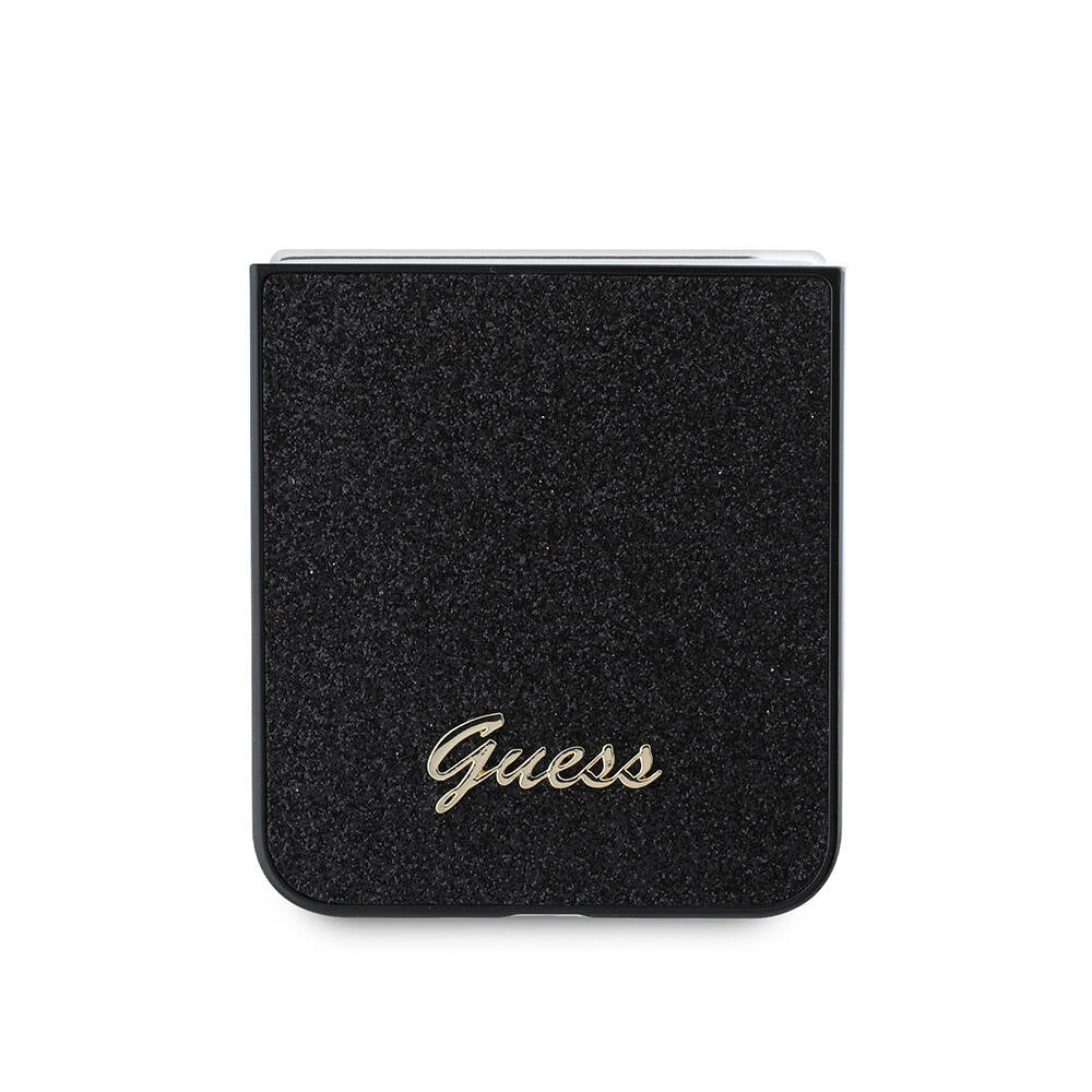 Galaxy Z Flip 6 Kılıf Guess Orjinal Lisanslı Yazı Logolu Glitter Script Kapak Siyah