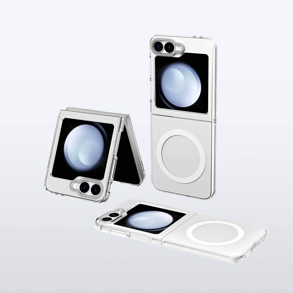 Galaxy Z Flip 6 Kılıf M-safe Şarj Özellikli Şeffaf Youngkit Crystal Shield Serisi Kapak Şeffaf