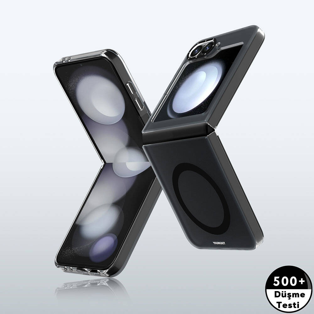 Galaxy Z Flip 6 Kılıf M-safe Şarj Özellikli Youngkit Hidden Sand Serisi Kapak Siyah