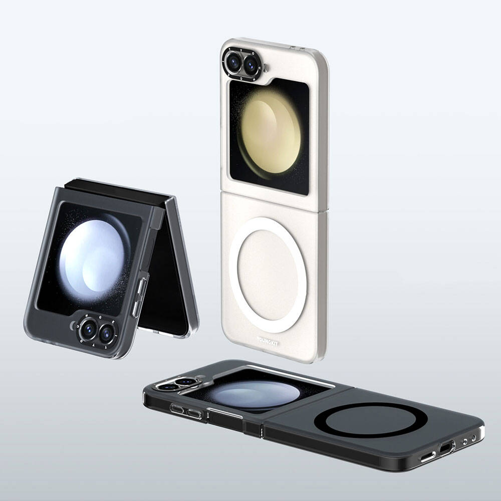 Galaxy Z Flip 6 Kılıf M-safe Şarj Özellikli Youngkit Hidden Sand Serisi Kapak Siyah