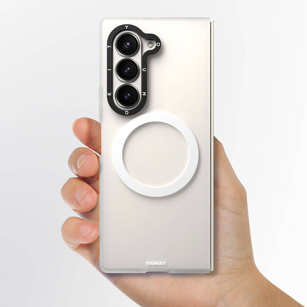 Galaxy Z Fold 6 Kılıf M-safe Şarj Özellikli Youngkit Hidden Sand Serisi Kapak Siyah