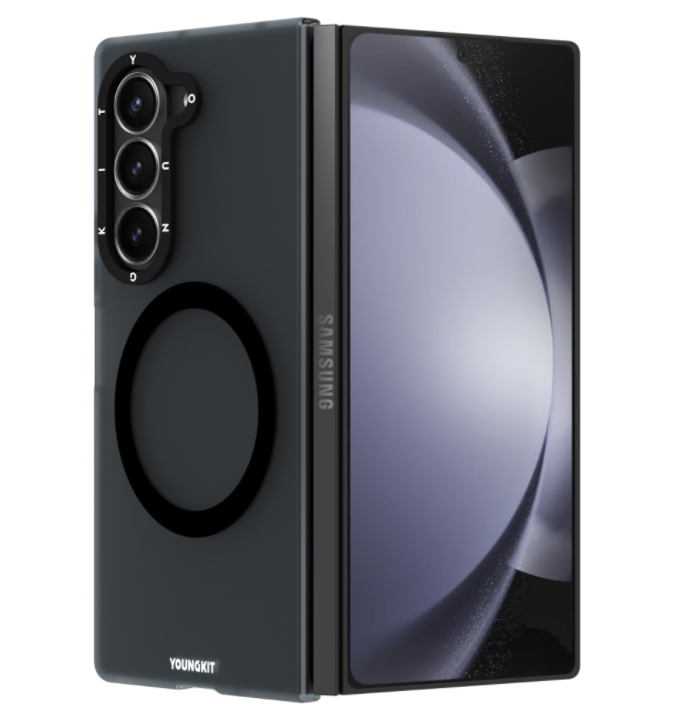 Galaxy Z Fold 6 Kılıf M-safe Şarj Özellikli Youngkit Hidden Sand Serisi Kapak Siyah