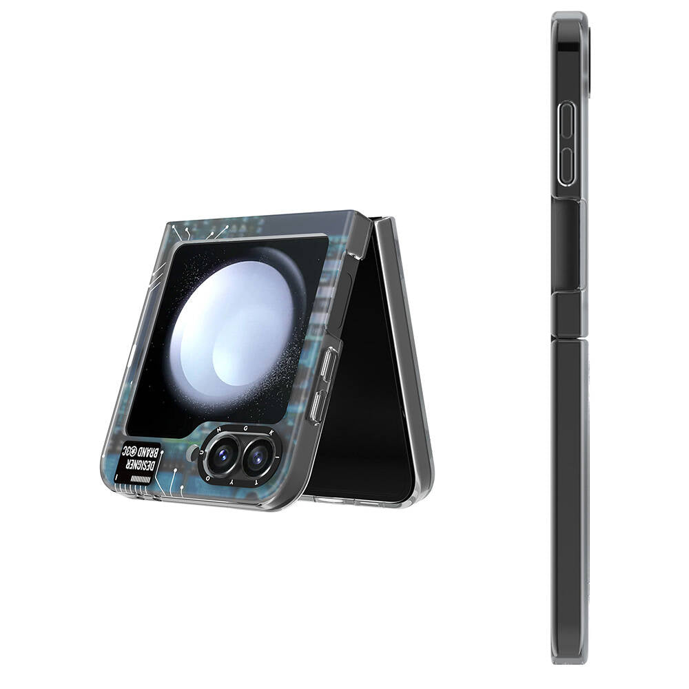 Galaxy Z Flip 6 Kılıf M-safe Şarj Özellikli Youngkit Technology Serisi Kapak Mavi