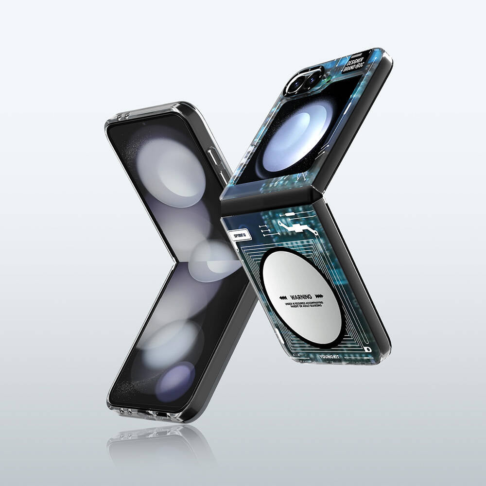 Galaxy Z Flip 6 Kılıf M-safe Şarj Özellikli Youngkit Technology Serisi Kapak Siyah