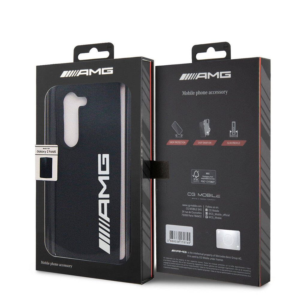 Galaxy Z Fold 5 Kılıf AMG M-safe Şarj Özellikli Büyük Logo Dizayn Orjinal Lisanslı Kapak Siyah