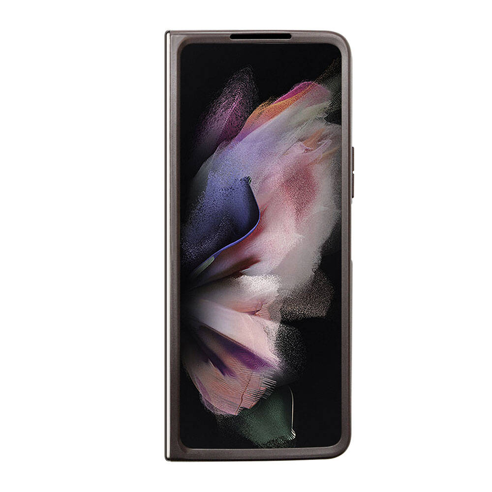 Galaxy Z Fold 5 Kılıf Guess Orjinal Lisanslı PU Deri Taşlı Üçgen Logo 4G Desenli Strass Kapak Siyah