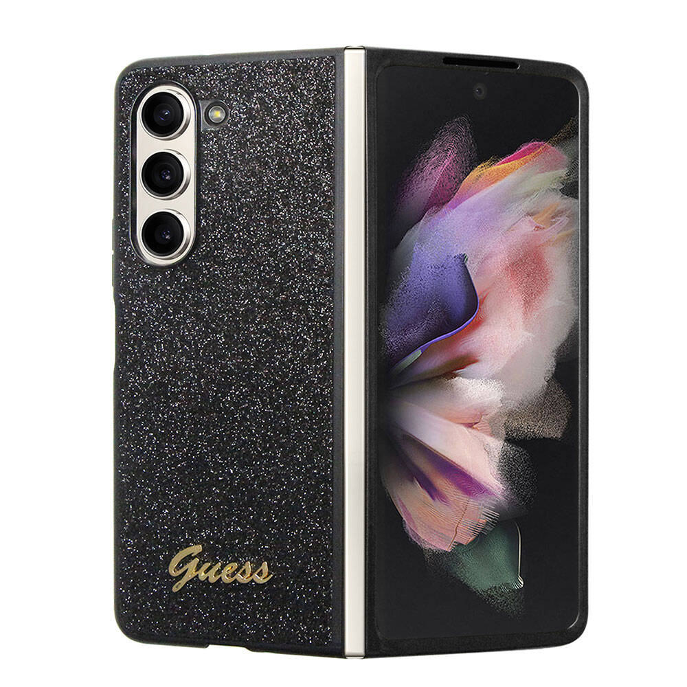 Galaxy Z Fold 5 Kılıf Guess Orjinal Lisanslı Yazı Logolu Glitter Script Kapak Pembe