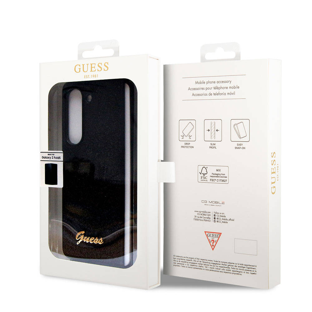 Galaxy Z Fold 5 Kılıf Guess Orjinal Lisanslı Yazı Logolu Glitter Script Kapak Pembe