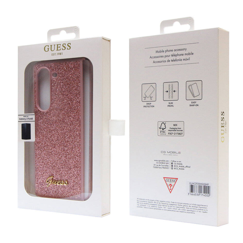 Galaxy Z Fold 5 Kılıf Guess Orjinal Lisanslı Yazı Logolu Glitter Script Kapak Siyah