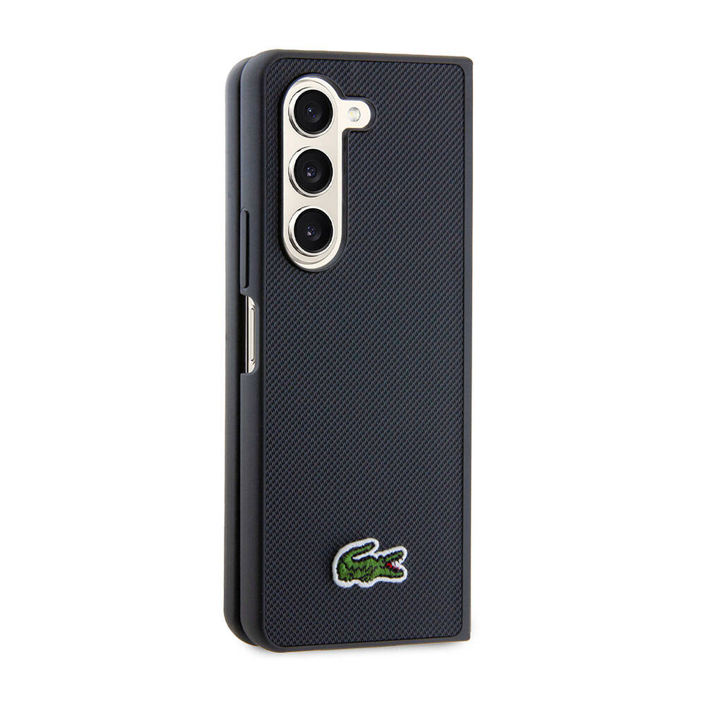 Galaxy Z Fold 5 Kılıf Lacoste Orjinal Lisanslı PU Pike Desenli Arka Yüzey İkonik Timsah Dokuma Logolu Kapak Yeşil