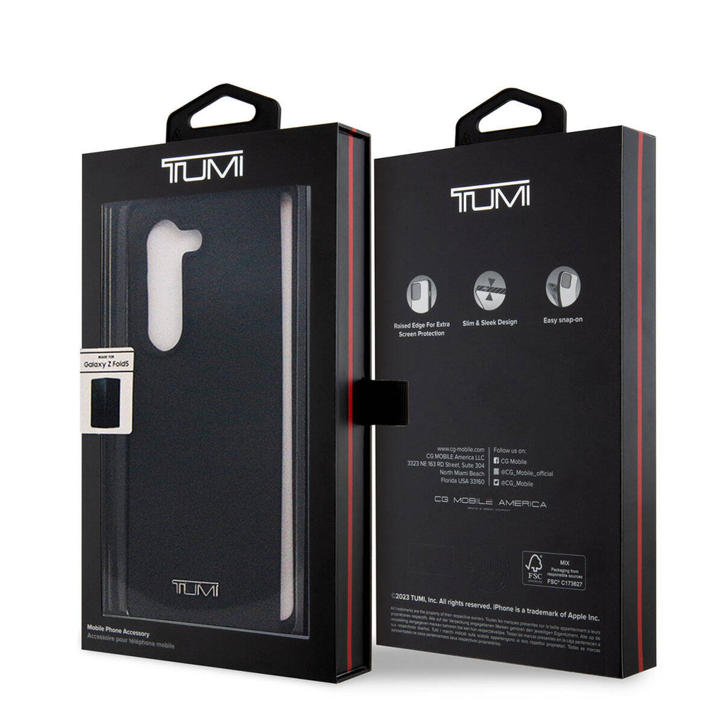 Galaxy Z Fold 5 Kılıf TUMI Liquid Silikon Metal Logo Dizayn Orjinal Lisanslı Kapak Siyah