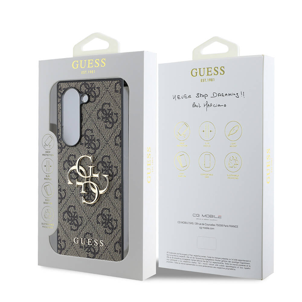 Galaxy Z Fold 6 Kılıf Guess Orjinal Lisanslı Leather Metal Logo Kapak Pembe