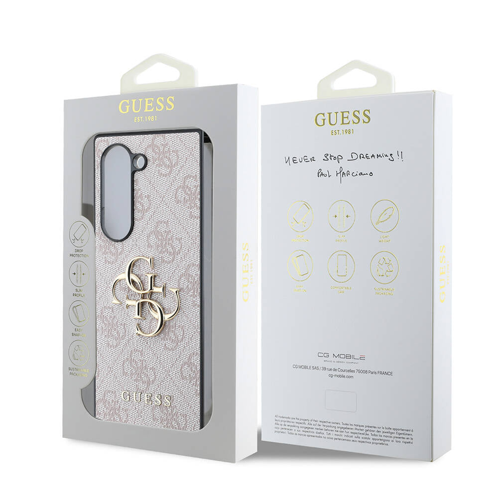 Galaxy Z Fold 6 Kılıf Guess Orjinal Lisanslı Leather Metal Logo Kapak Siyah