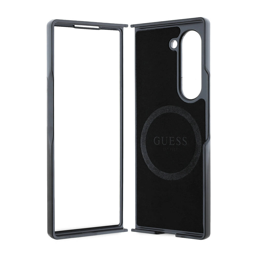 Galaxy Z Fold 6 Kılıf Guess Orjinal Lisanslı M-safe Şarj Özellikli Love Guess Printing Kapak Siyah