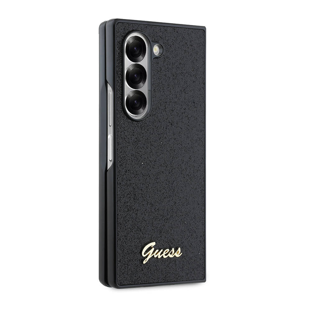 Galaxy Z Fold 6 Kılıf Guess Orjinal Lisanslı Yazı Logolu Glitter Script Kapak Siyah