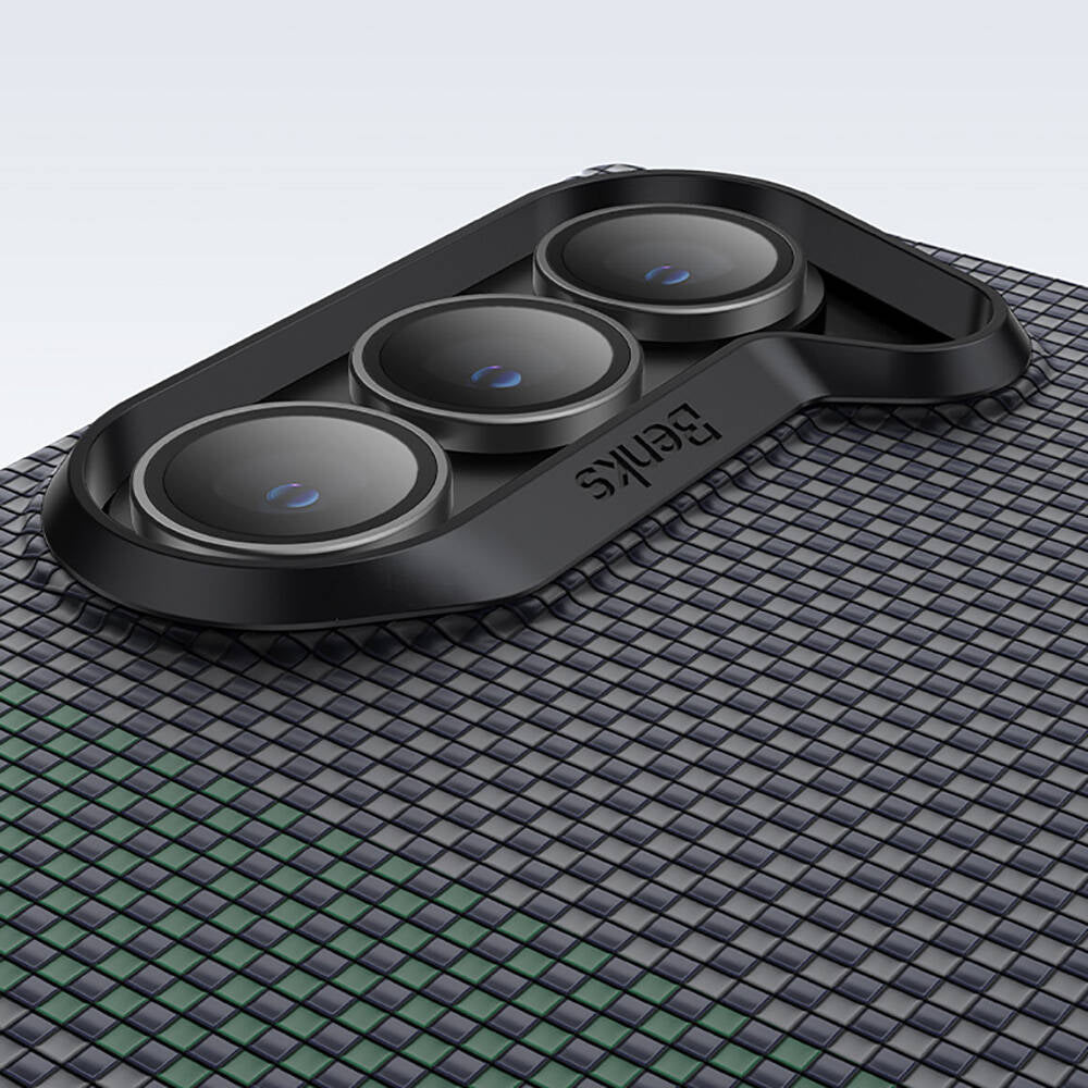 Galaxy Z Fold 6 Kılıf Karbon Fiber Tasarımlı Benks Aurora ArmorAir Kevlar Kapak Siyah