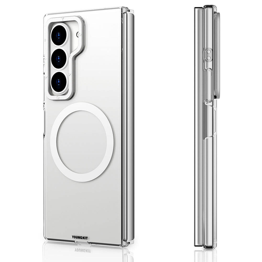Galaxy Z Fold 6 Kılıf M-safe Şarj Özellikli Şeffaf Youngkit Crystal Shield Serisi Kapak Şeffaf