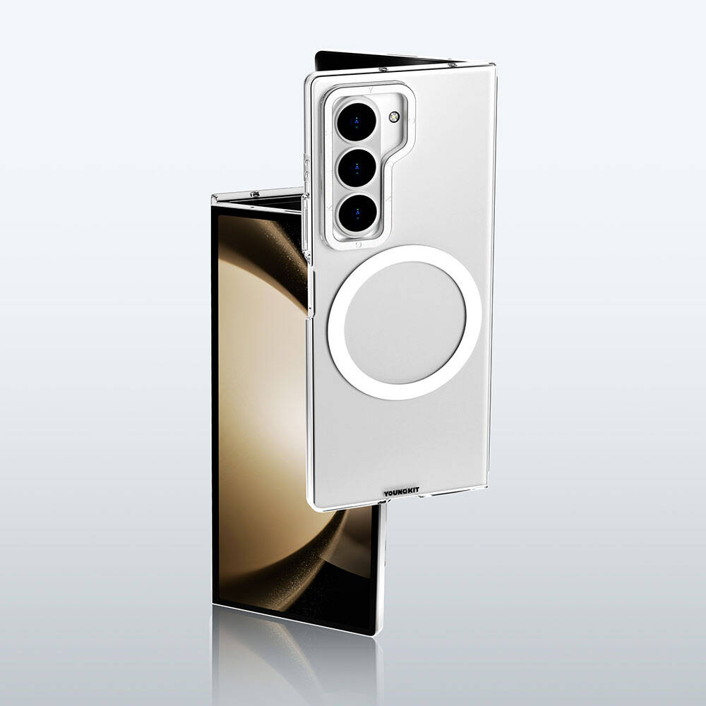 Galaxy Z Fold 6 Kılıf M-safe Şarj Özellikli Şeffaf Youngkit Crystal Shield Serisi Kapak Şeffaf