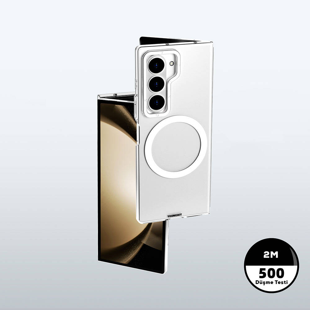 Galaxy Z Fold 6 Kılıf M-safe Şarj Özellikli Şeffaf Youngkit Crystal Shield Serisi Kapak Şeffaf