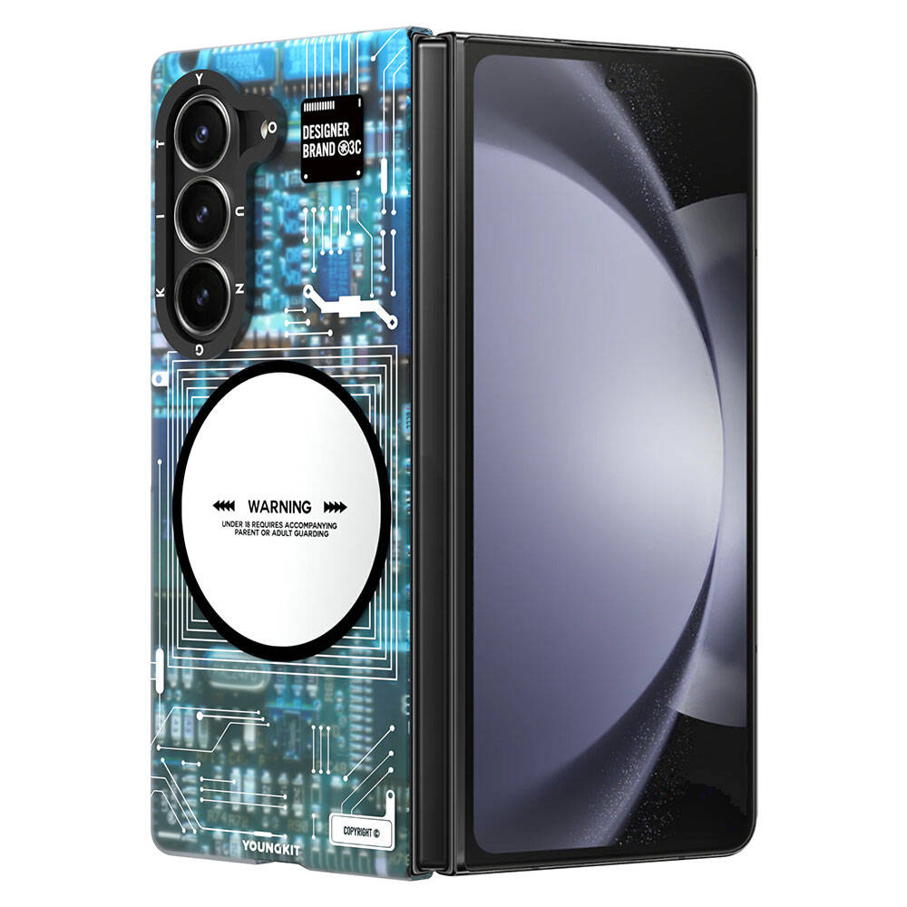 Galaxy Z Fold 6 Kılıf M-safe Şarj Özellikli Youngkit Technology Serisi Kapak Siyah