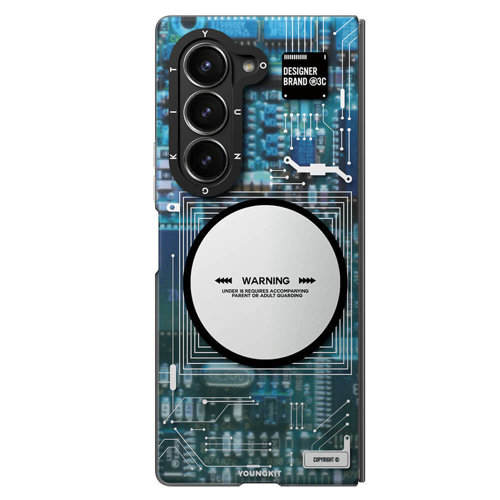 Galaxy Z Fold 6 Kılıf M-safe Şarj Özellikli Youngkit Technology Serisi Kapak Mavi