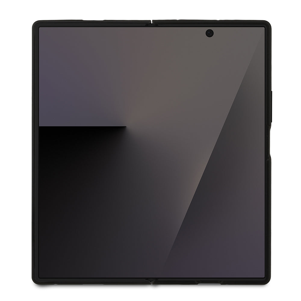 Galaxy Z Fold 7 Kılıf Guess Orjinal Lisanslı PU Deri Büyük Metal Logo Dizaynlı Kapak Siyah