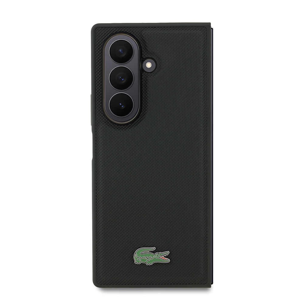 Galaxy Z Fold 7 Kılıf Lacoste Orjinal Lisanslı M-safe Şarj Özellikli Pike Desenli Arka Yüzey İkonik Timsah Metal Logolu Kapak Yeşil